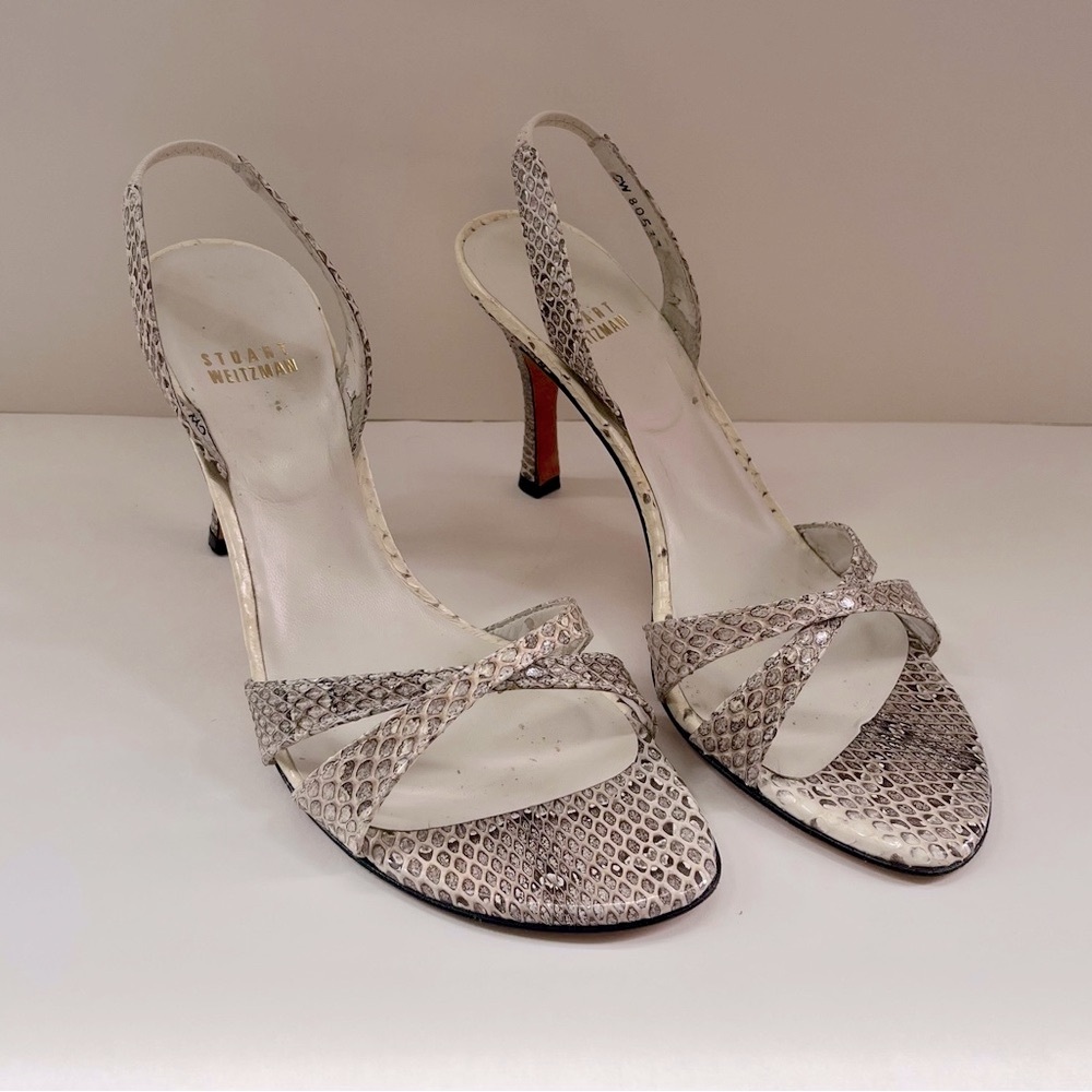 STUART WEITZMAN SNAKESKIN SANDAL